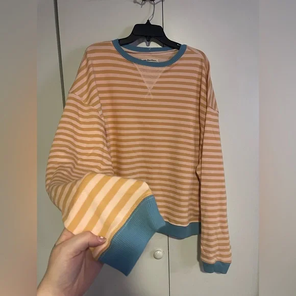 Free People Classic Striped Crew NWOT - Picture 6 of 8